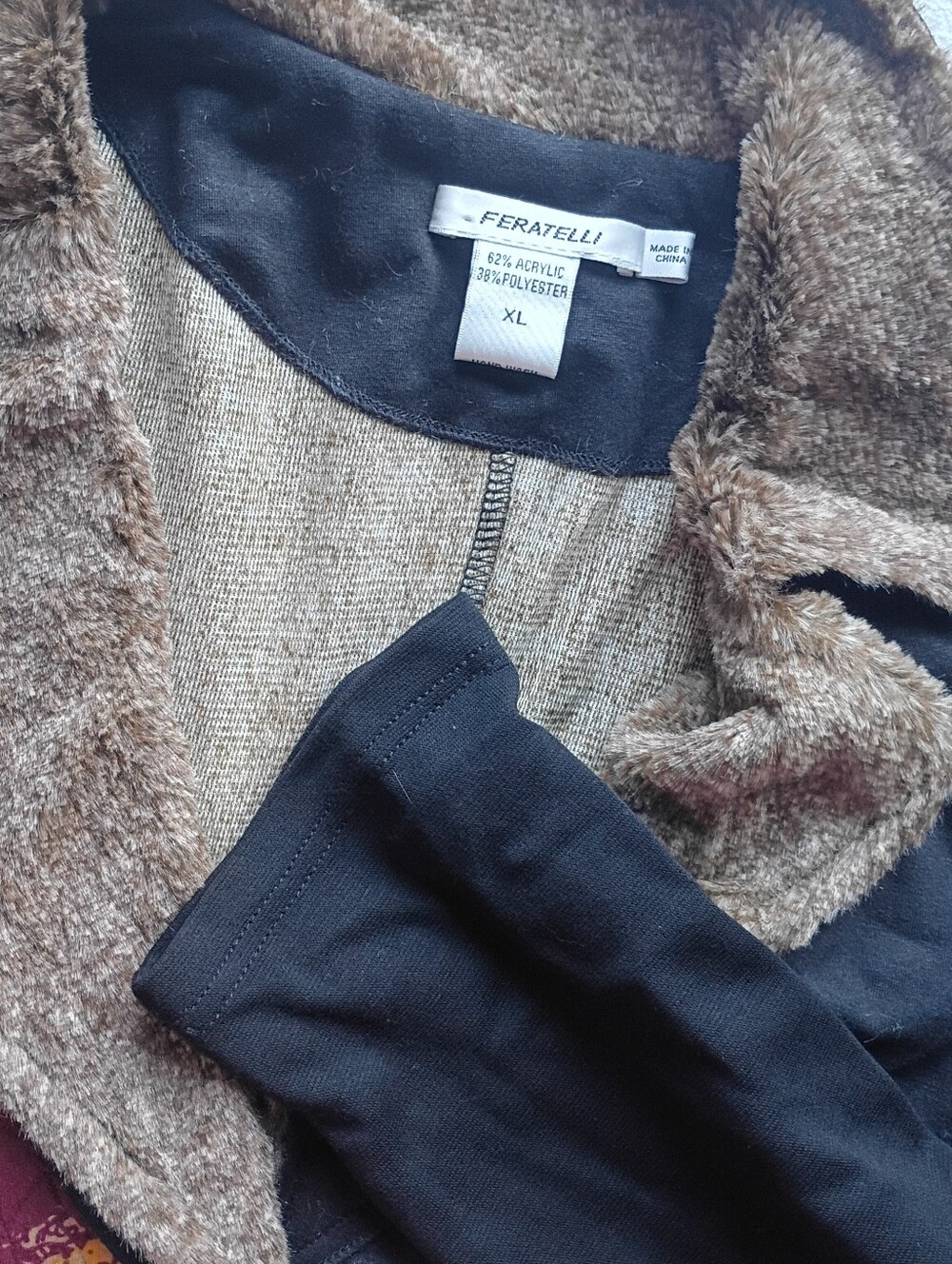 Feratelli Maroon Faux-Fur Lined Women’s Jacket - Brown Sz XL